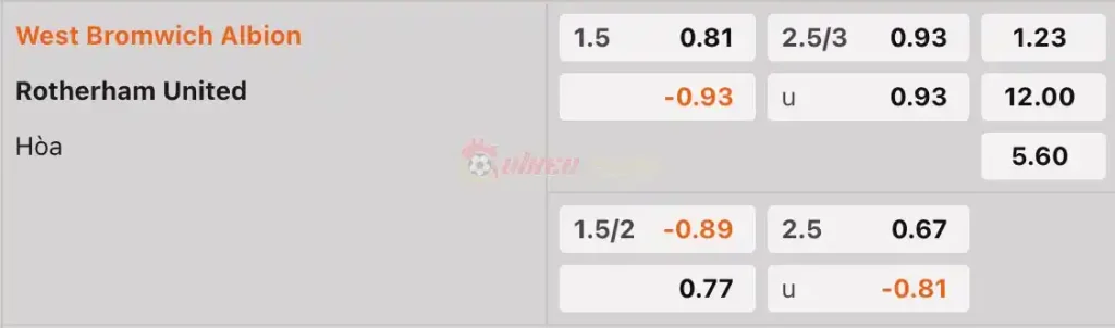 Soi Kèo Dự Đoán: West Brom vs Rotherham, 2h ngày 11/04/2024